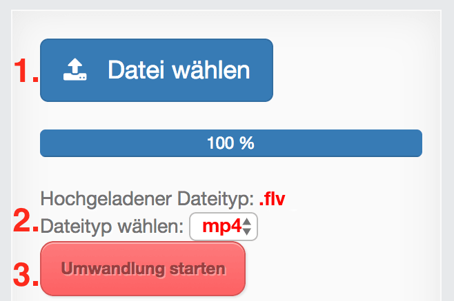 Anleitung FLV Dateien online in MP4 konvertieren